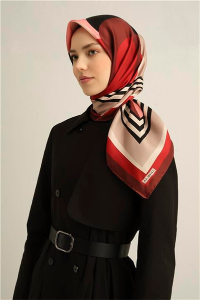 Armine Geometrik Desenli Saf İpek Sura Eşarp 9313D 07