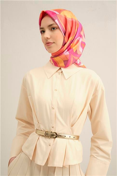 Armine Geometrik Desenli Saf İpek Sura Eşarp 9336D 55