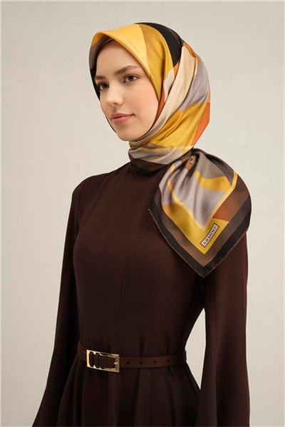 Armine Geometrik Desenli Saf İpek Sura Eşarp 9331D 57