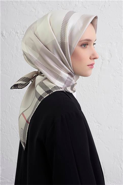 Armine Geometrik Desenli Saf İpek Twill Eşarp 9418D 82