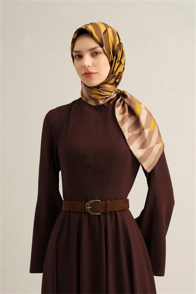 Armine Geometrik Desenli Saf İpek Twill Eşarp 9325D 35