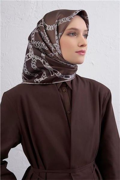Armine Geometrik Desenli Saf İpek Twill Eşarp 9427D 81