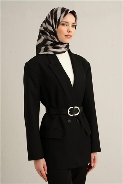 Armine Geometrik Desenli Saf İpek Twill Eşarp 9325D 80