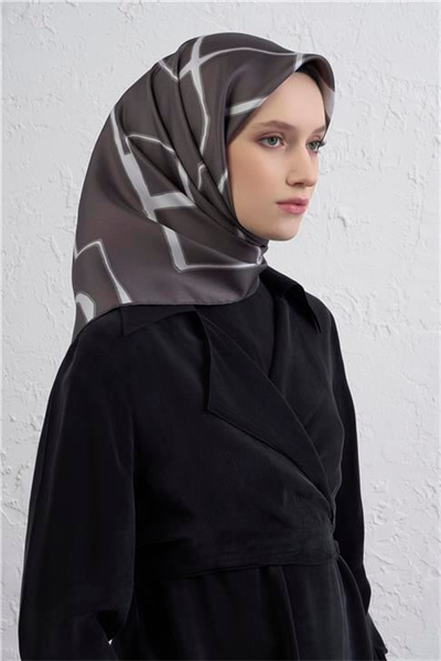 Armine Geometrik Desenli Saf İpek Twill Eşarp 9441D 06