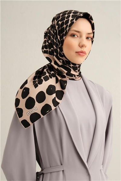 Armine Geometrik Desenli Saf İpek Twill Eşarp 9354D 86