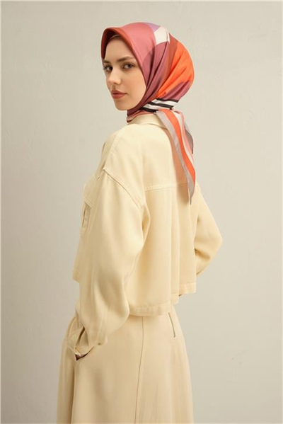 Armine Geometrik Desenli Saf İpek Twill Eşarp 9313D 37