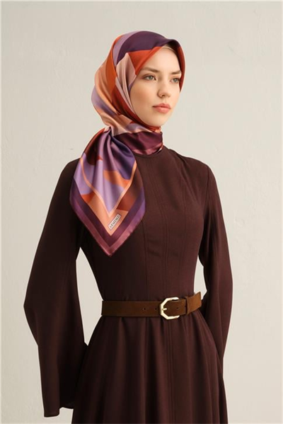Armine Geometrik Desenli Saf İpek Twill Eşarp 9331D 50