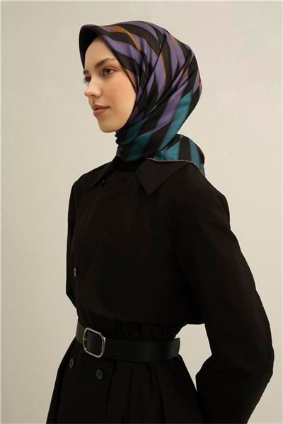 Armine Geometrik Desenli Saf İpek Twill Eşarp 9325D 82