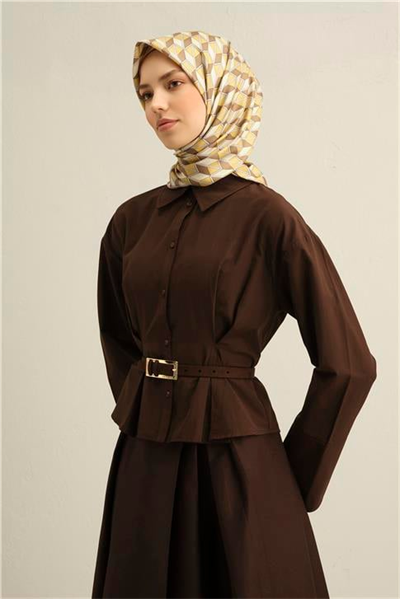 Armine Geometrik Desenli Saf İpek Twill Eşarp 9309D 33