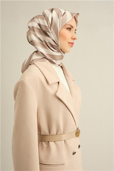 Armine Geometrik Desenli Saf İpek Twill Eşarp 9325D 81