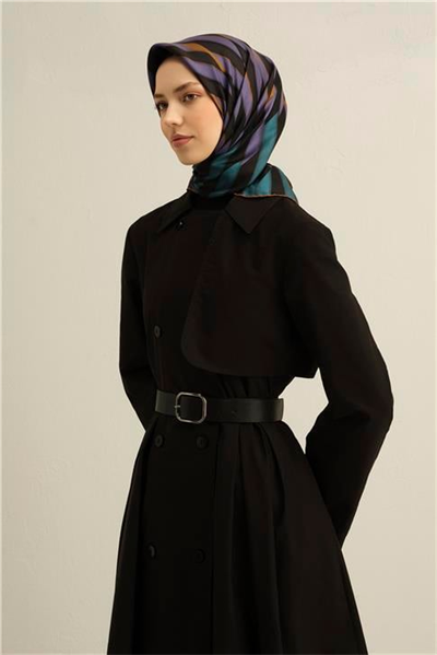 Armine Geometrik Desenli Saf İpek Twill Eşarp 9325D 82