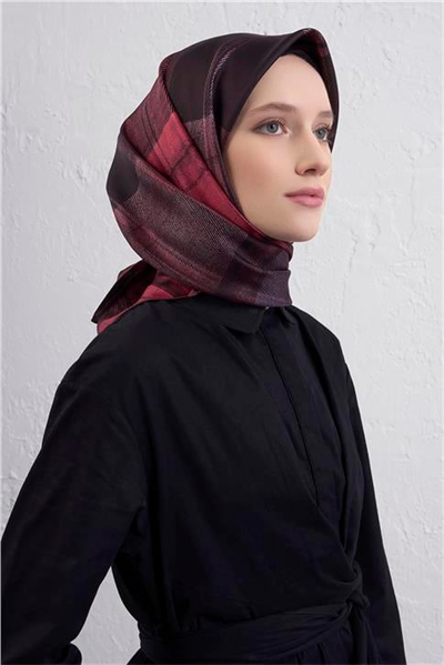 Armine Geometrik Desenli Saf İpek Twill Eşarp 9424D 82