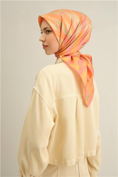 Armine Geometrik Desenli Saf İpek Twill Eşarp 9325D 56