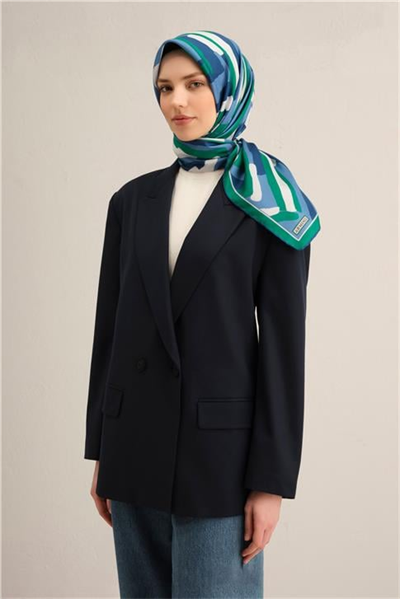 Armine Geometrik Desenli Saf İpek Twill Eşarp 9303D 81