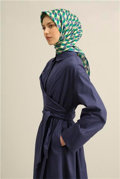 Armine Geometrik Desenli Saf İpek Twill Eşarp 9309D 80