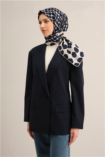 Armine Geometrik Desenli Saf İpek Twill Eşarp 9354D 81