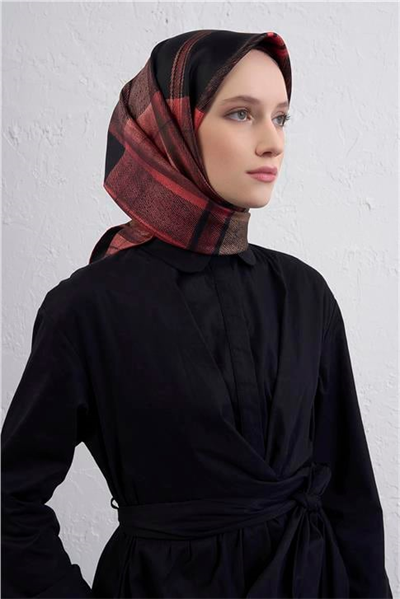 Armine Geometrik Desenli Saf İpek Twill Eşarp 9424D 32