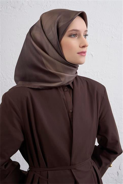 Armine Geometrik Desenli Saf İpek Twill Eşarp 9402D 84