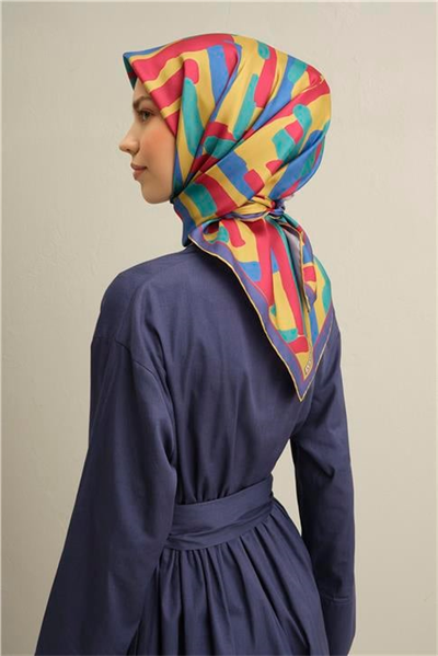 Armine Geometrik Desenli Saf İpek Twill Eşarp 9303D 50