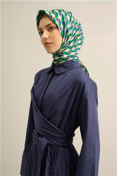 Armine Geometrik Desenli Saf İpek Twill Eşarp 9309D 80