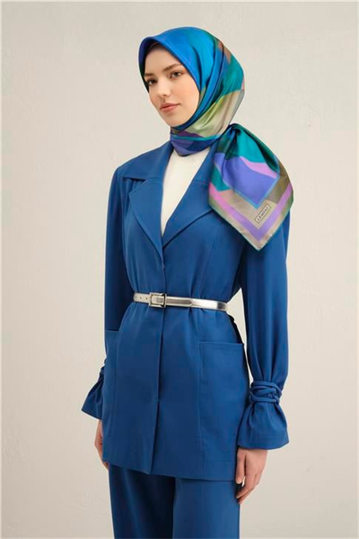Armine Geometrik Desenli Saf İpek Twill Eşarp 9331D 81