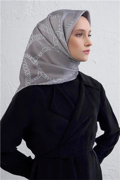 Armine Geometrik Desenli Saf İpek Twill Eşarp 9427D 88