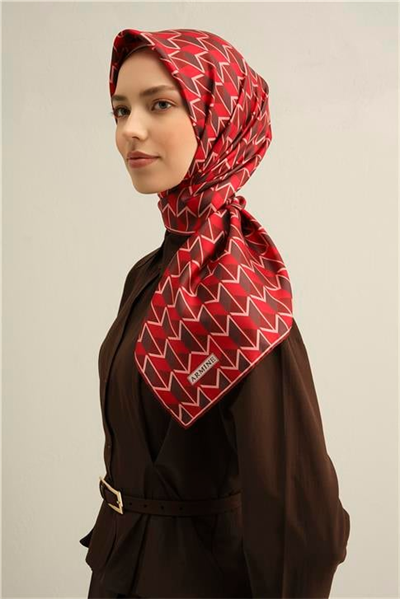 Armine Geometrik Desenli Saf İpek Twill Eşarp 9309D 85