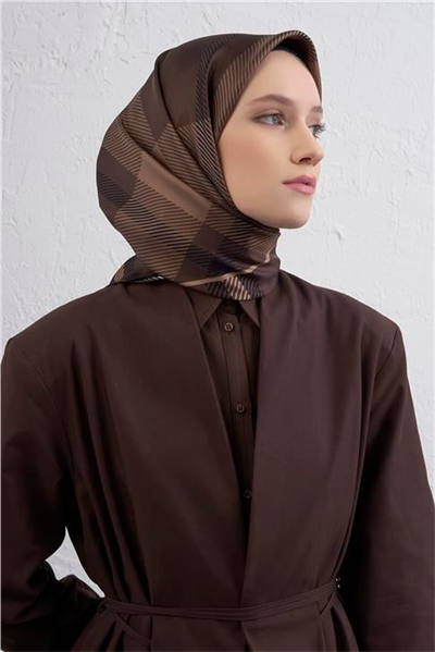 Armine Geometrik Desenli Saf İpek Twill Eşarp 9418D 33