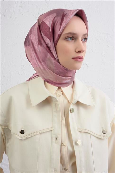 Armine Geometrik Desenli Saf İpek Twill Eşarp 9413D 06