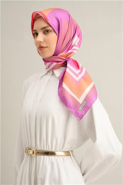 Armine Geometrik Desenli Saf İpek Twill Eşarp 9313D 57