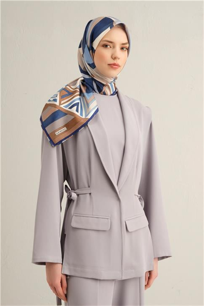 Armine Geometrik Desenli Saf İpek Twill Eşarp 9336D 82