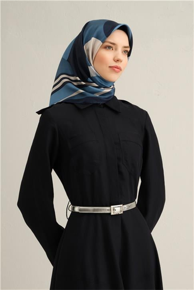 Armine Geometrik Desenli Saf İpek Twill Eşarp 9313D 86