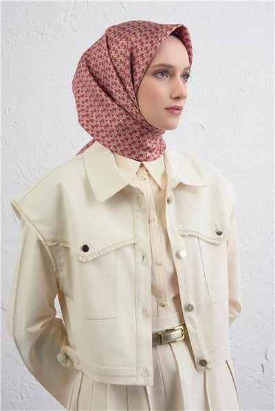 Armine Geometrik Desenli Saf İpek Twill Eşarp 9417D 51