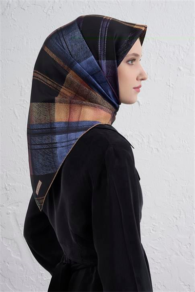 Armine Geometrik Desenli Saf İpek Twill Eşarp 9424D 31