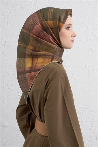 Armine Geometrik Desenli Saf İpek Twill Eşarp 9424D 35