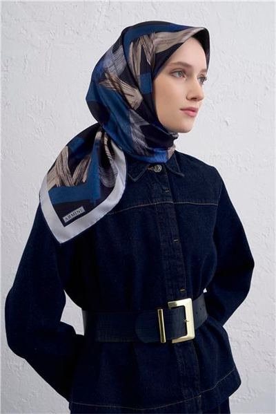 Armine Geometrik Desenli Saf İpek Twill Eşarp 9413D 31