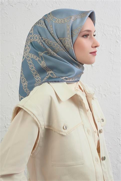 Armine Geometrik Desenli Saf İpek Twill Eşarp 9427D 35