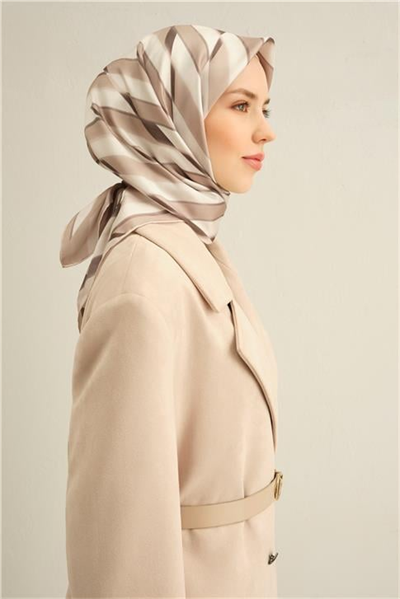 Armine Geometrik Desenli Saf İpek Twill Eşarp 9325D 81