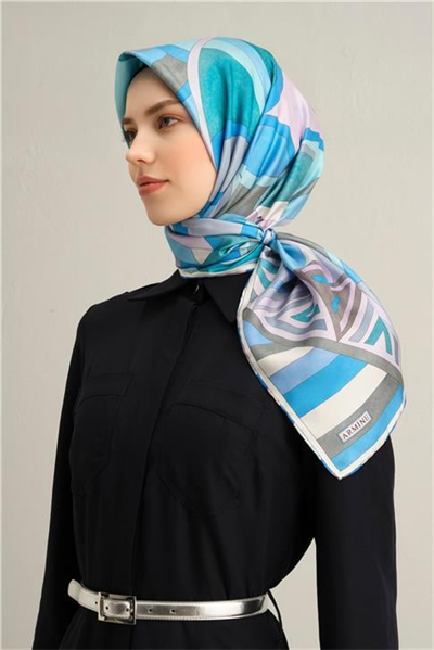 Armine Geometrik Desenli Saf İpek Twill Eşarp 9336D 32