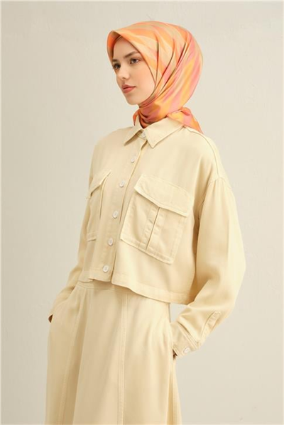 Armine Geometrik Desenli Saf İpek Twill Eşarp 9325D 56
