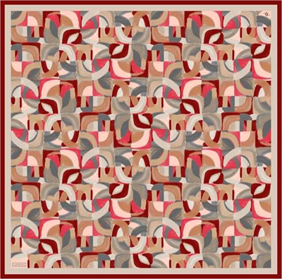 Armine Geometrik Desenli Saf İpek Twill Eşarp 9329D 02