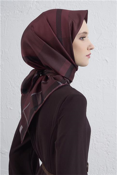 Armine Geometrik Desenli Saf İpek Twill Eşarp 9418D 53