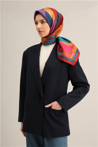 Armine Geometrik Desenli Saf İpek Twill Eşarp 9331D 80