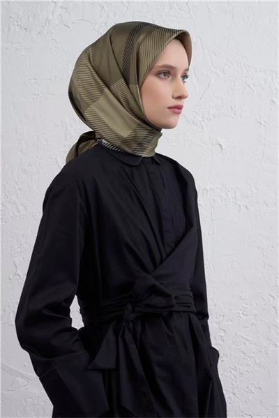 Armine Geometrik Desenli Saf İpek Twill Eşarp 9418D 34