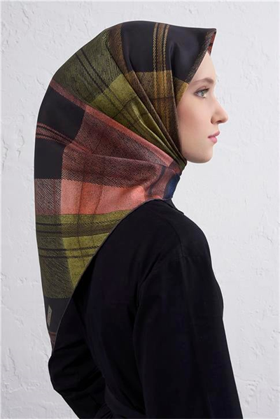 Armine Geometrik Desenli Saf İpek Twill Eşarp 9424D 80