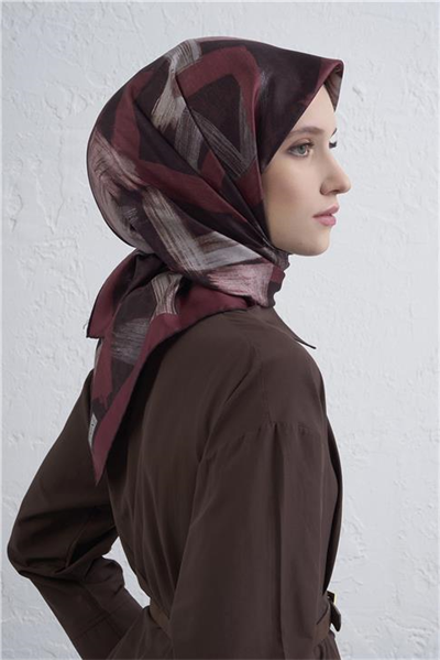 Armine Geometrik Desenli Saf İpek Twill Eşarp 9413D 81