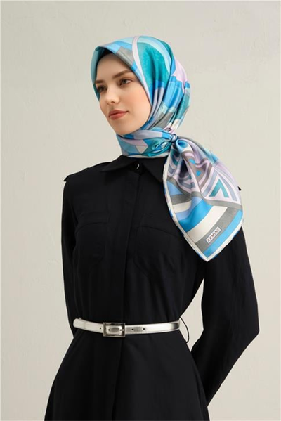 Armine Geometrik Desenli Saf İpek Twill Eşarp 9336D 32