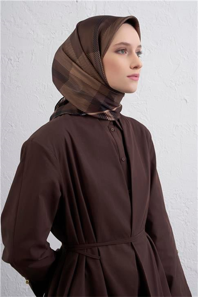 Armine Geometrik Desenli Saf İpek Twill Eşarp 9418D 33