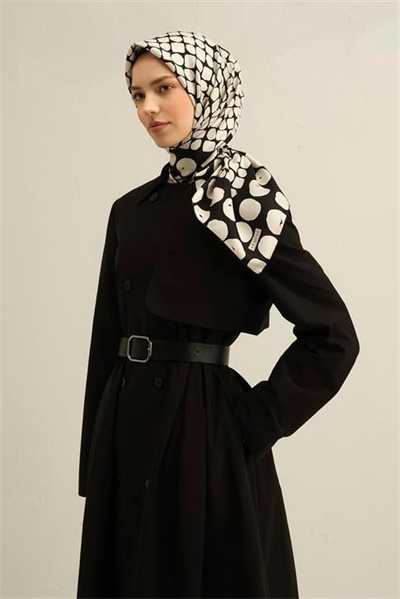 Armine Geometrik Desenli Saf İpek Twill Eşarp 9354D 80