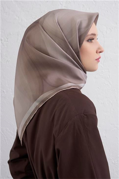 Armine Geometrik Desenli Saf İpek Twill Eşarp 9402D 07